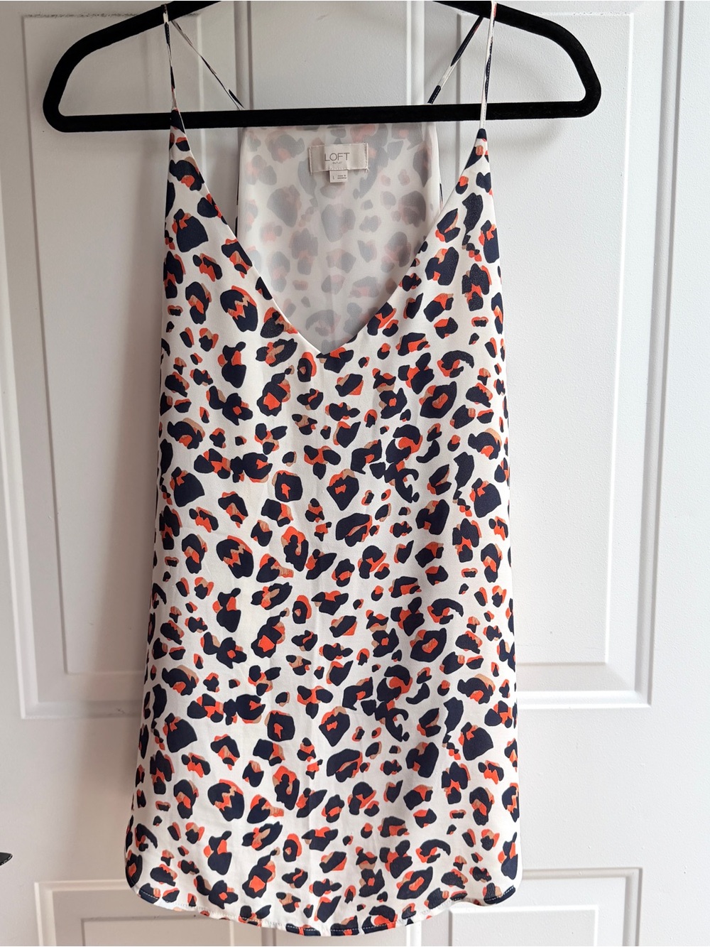 LOFT orange blue cheetah print racerback cami tank top size large